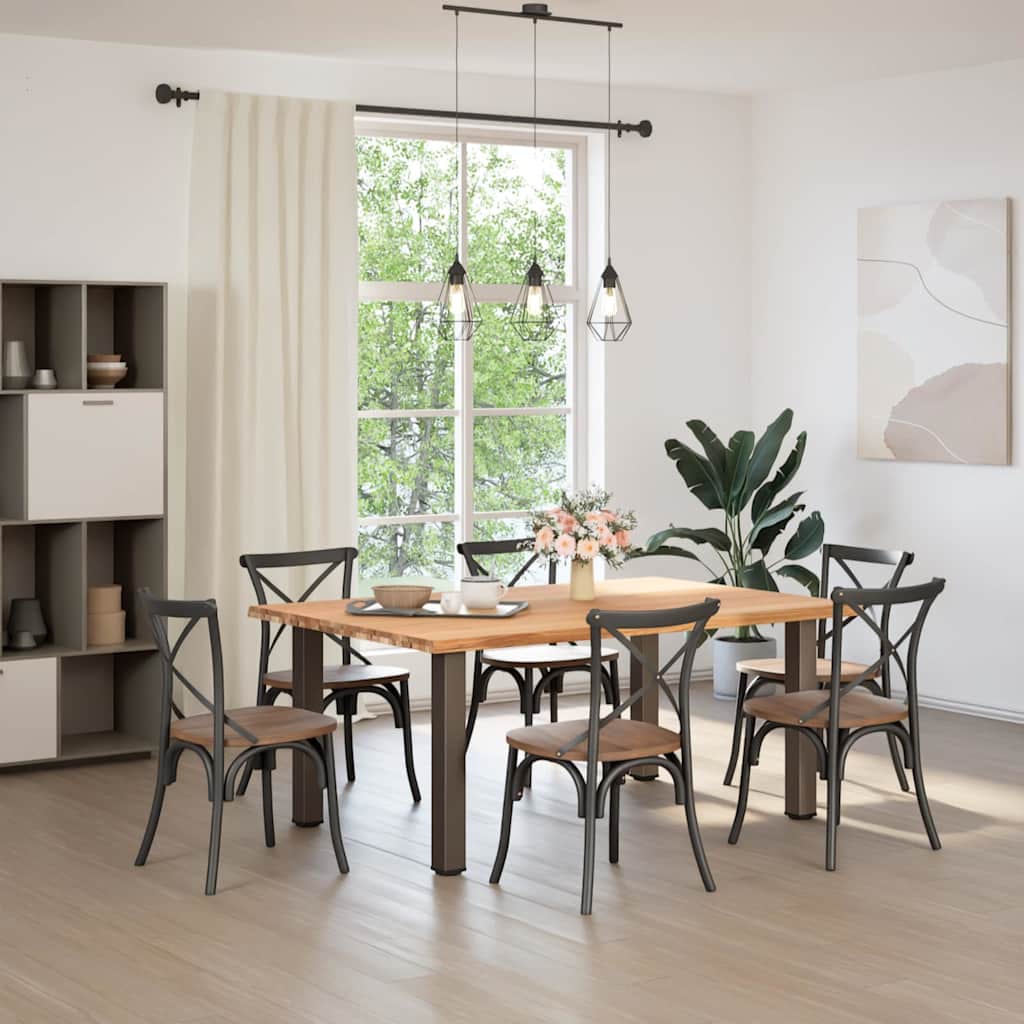 Eettafel met levende rand 180x120x74 cm massief eikenhout rechthoekig is nu te koop bij PeponiXL, paradijselijk wonen!