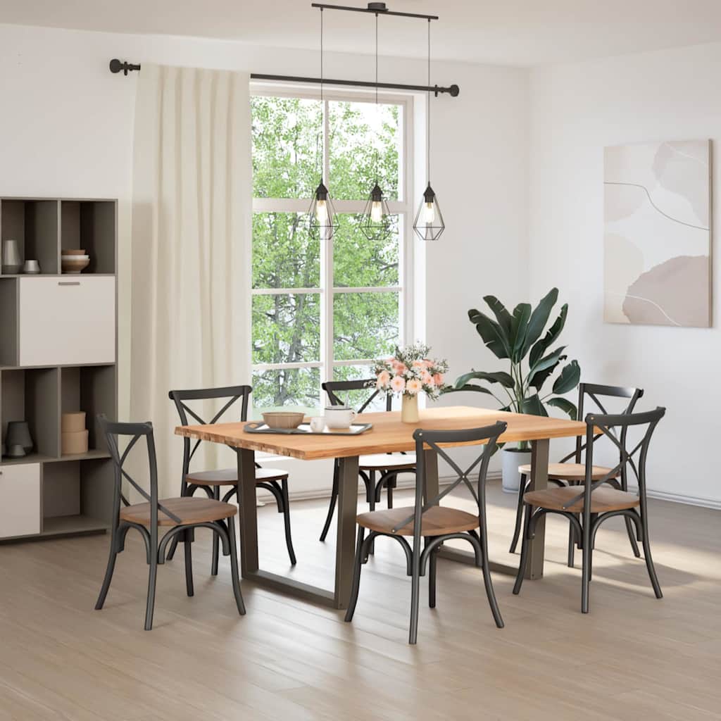 Eettafel met natuurlijke rand 180x120x74 cm massief eikenhout is nu te koop bij PeponiXL, paradijselijk wonen!