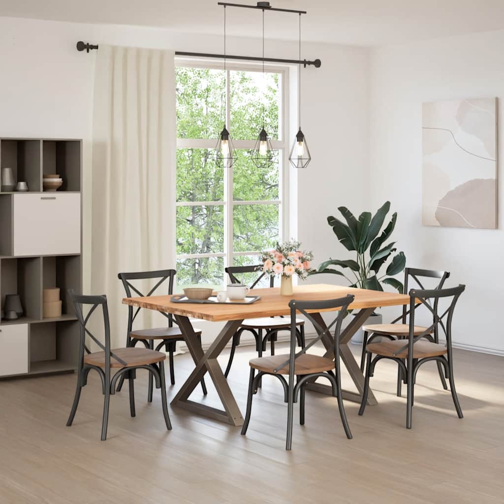 Eettafel met natuurlijke rand 180x120x74cm eikenhout lichtbruin is nu te koop bij PeponiXL, paradijselijk wonen!