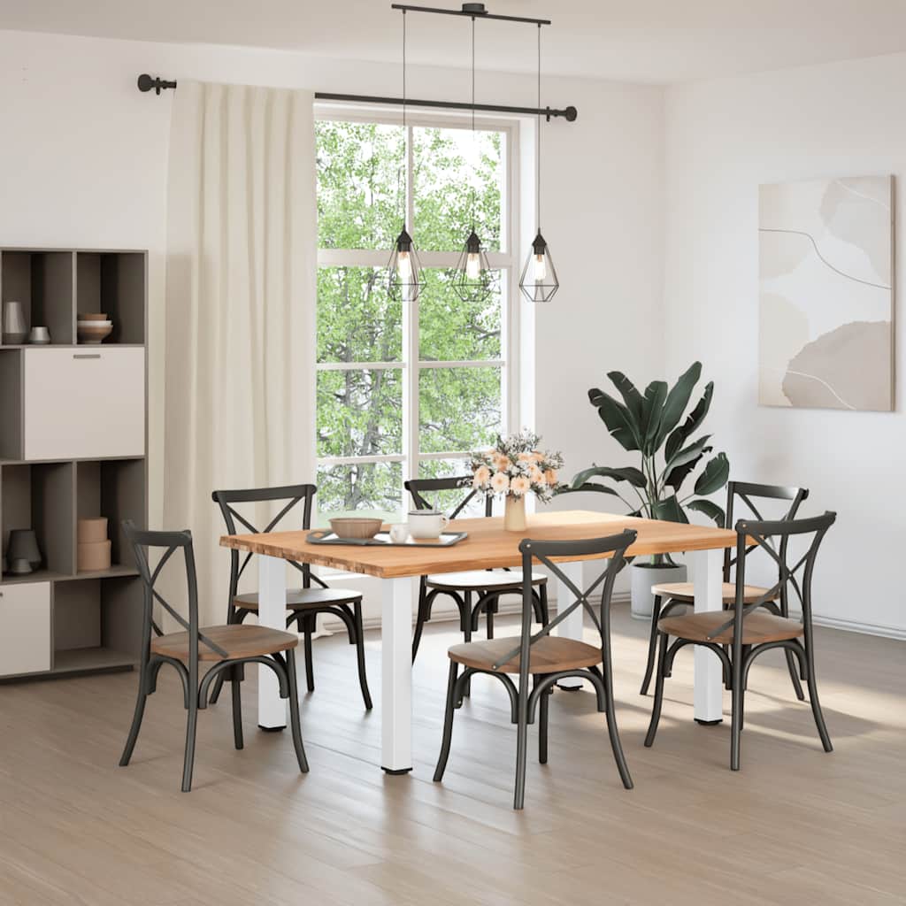 Eettafel met levende rand 180x120x74 cm massief eikenhout rechthoekig is nu te koop bij PeponiXL, paradijselijk wonen!