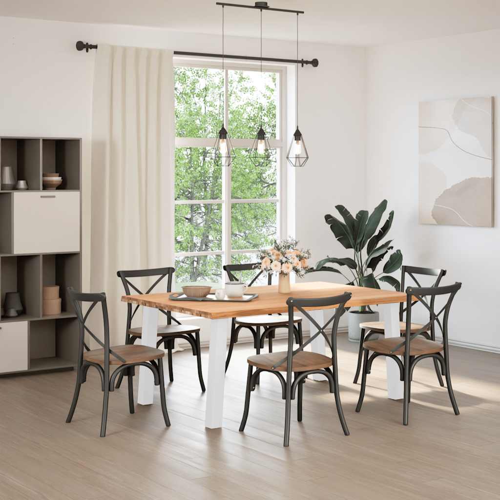 Eettafel met levende rand 180x120x74 cm massief eikenhout rechthoekig is nu te koop bij PeponiXL, paradijselijk wonen!