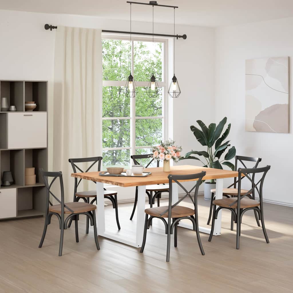 Eettafel met natuurlijke rand 180x120x74 cm massief eikenhout is nu te koop bij PeponiXL, paradijselijk wonen!