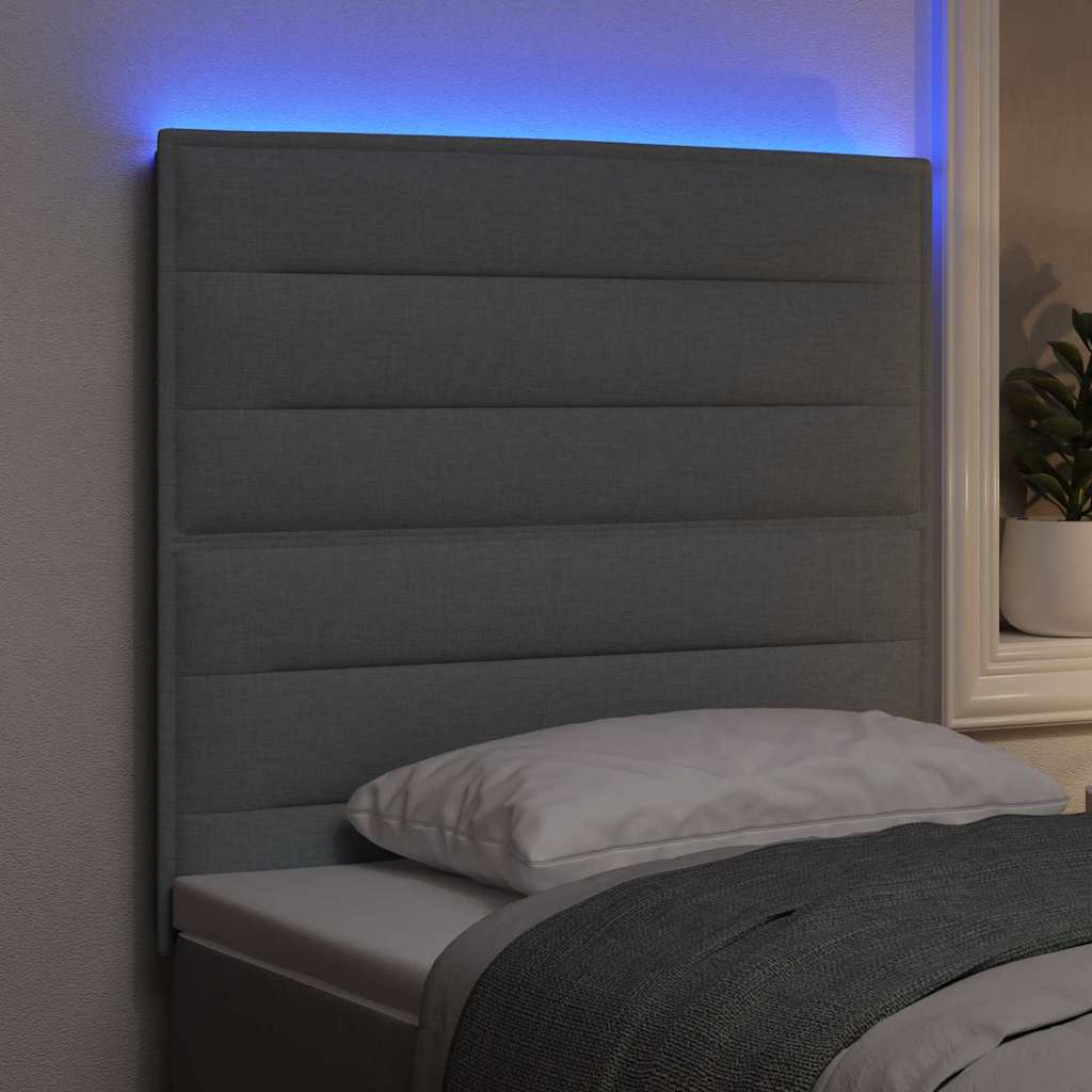 LED Hoofdbord met LED-stripverlichting Lichtgrijs 90 cm Stof is nu te koop bij PeponiXL, paradijselijk wonen!