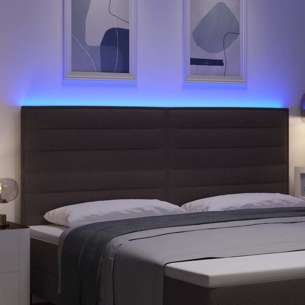 LED Hoofdbord met LED-stripverlichting Donkerbruin 200 cm Stof is nu te koop bij PeponiXL, paradijselijk wonen!