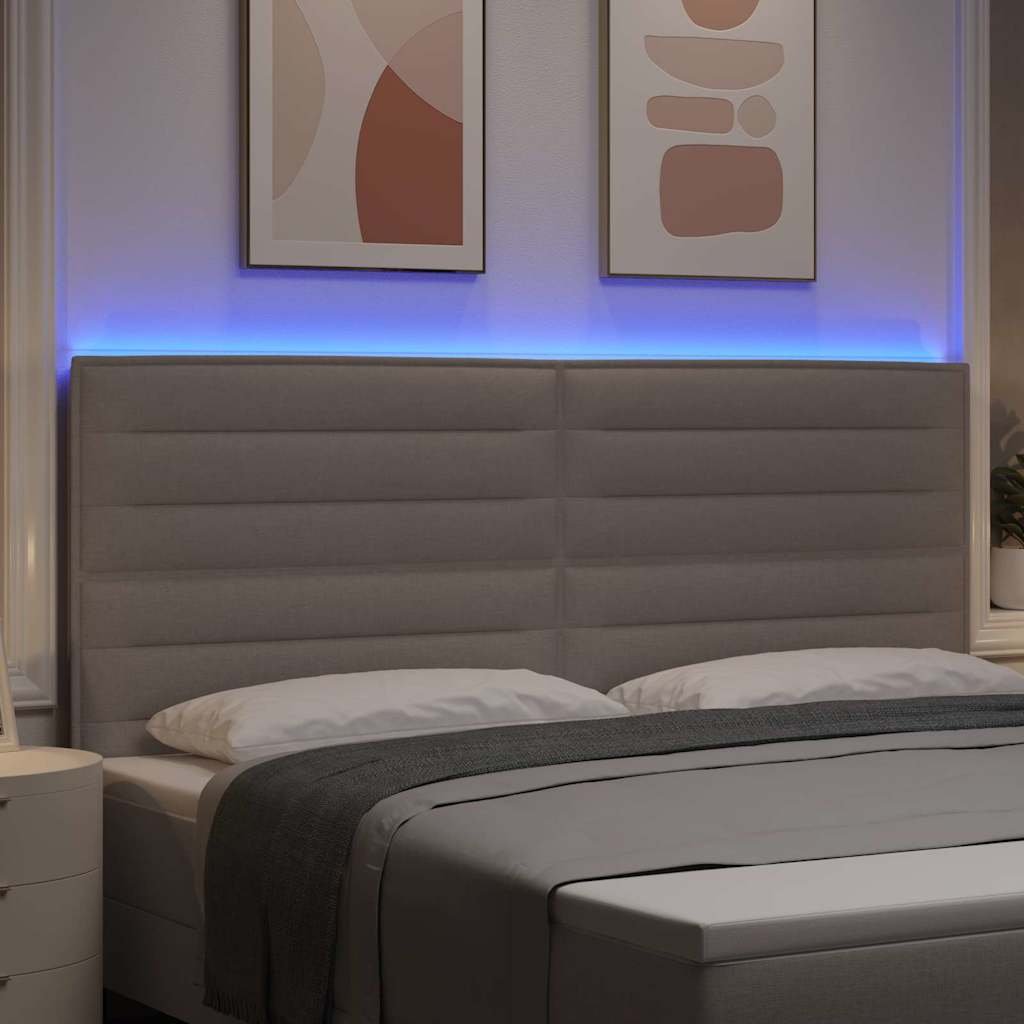 LED Hoofdbord met LED-stripverlichting Taupe 200 cm Stof is nu te koop bij PeponiXL, paradijselijk wonen!