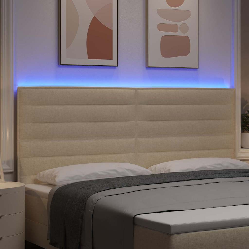 LED Hoofdbord met LED-stripverlichting Crème 200 cm Stof is nu te koop bij PeponiXL, paradijselijk wonen!