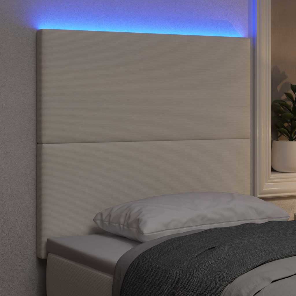 LED Hoofdbord met LED-stripverlichting Crème 90 cm Katoen Stof is nu te koop bij PeponiXL, paradijselijk wonen!
