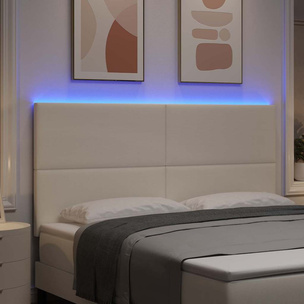 LED Hoofdbord met LED-stripverlichting Crème 180 cm Katoen Stof is nu te koop bij PeponiXL, paradijselijk wonen!