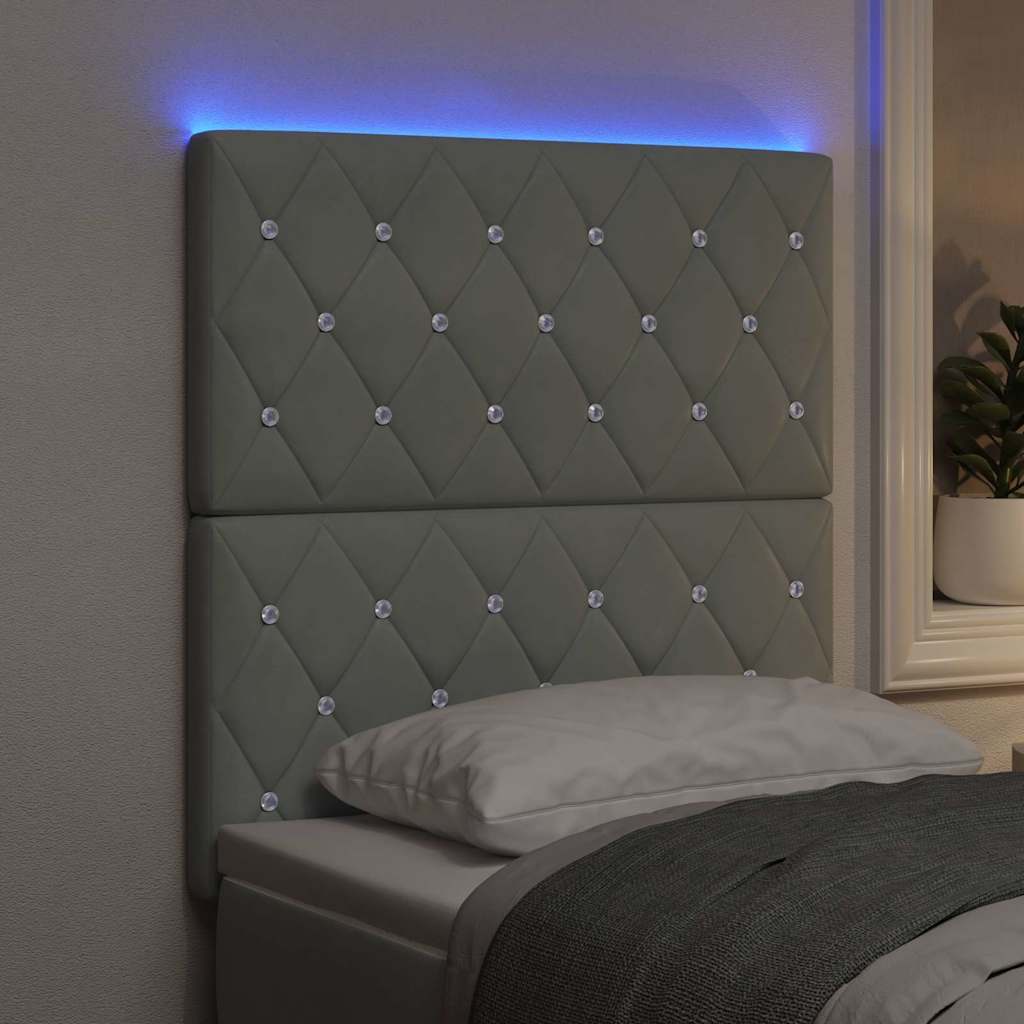 LED Hoofdbord met LED-stripverlichting Lichtgrijs 80 cm Fluweel is nu te koop bij PeponiXL, paradijselijk wonen!
