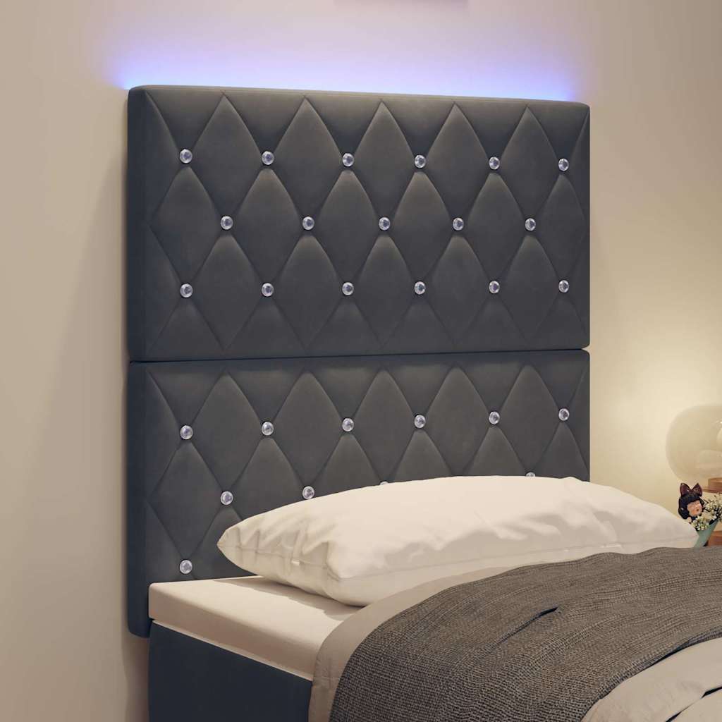 LED Hoofdbord met hoofdeinde Donkergrijs 80 cm Fluweel is nu te koop bij PeponiXL, paradijselijk wonen!