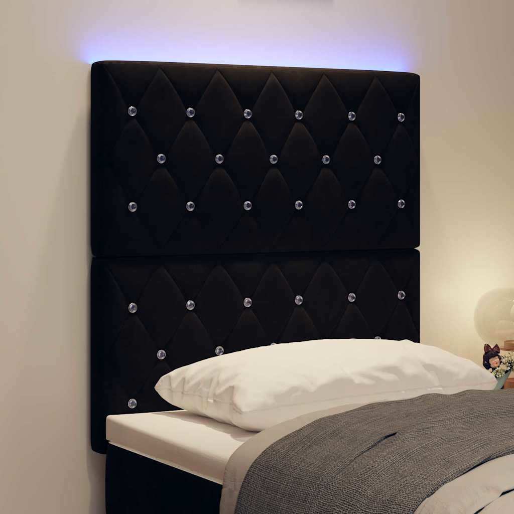 LED Hoofdbord met LED-stripverlichting Zwart 80 cm Fluweel is nu te koop bij PeponiXL, paradijselijk wonen!