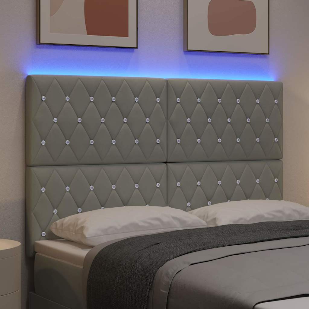 LED Hoofdbord met hoofdeinde Lichtgrijs 144 cm Fluweel is nu te koop bij PeponiXL, paradijselijk wonen!