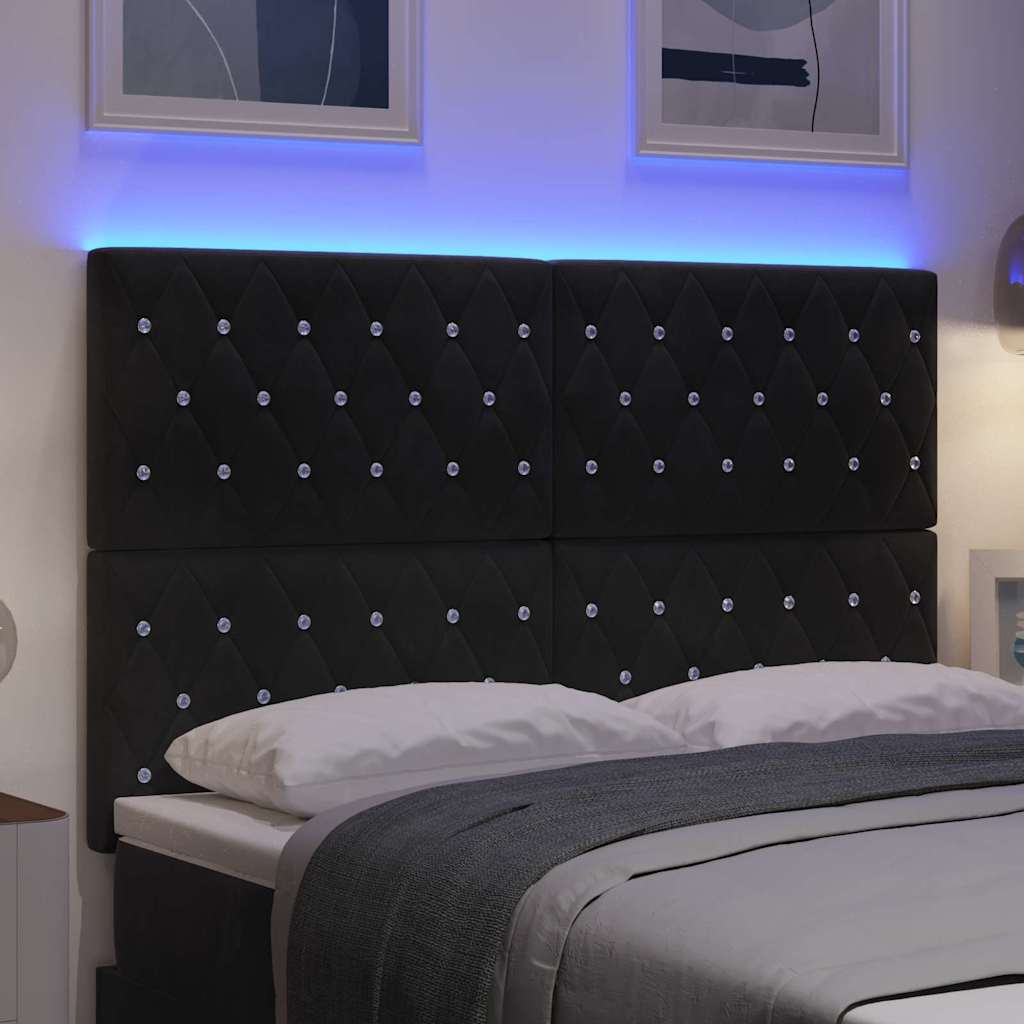 LED Hoofdbord met LED-stripverlichting Zwart 160 cm Fluweel is nu te koop bij PeponiXL, paradijselijk wonen!