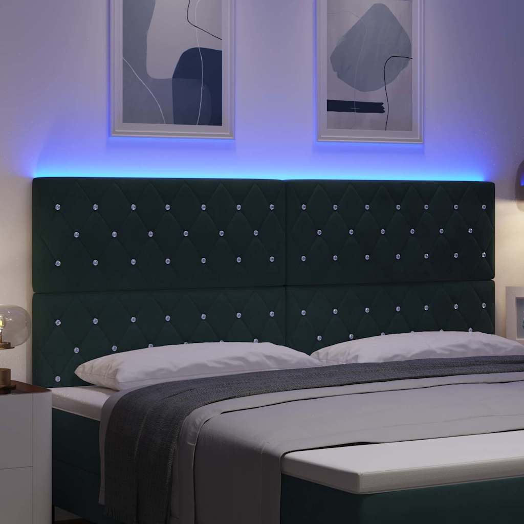 LED Hoofdbord met hoofdeinde Donkergroen 200 cm Fluweel is nu te koop bij PeponiXL, paradijselijk wonen!