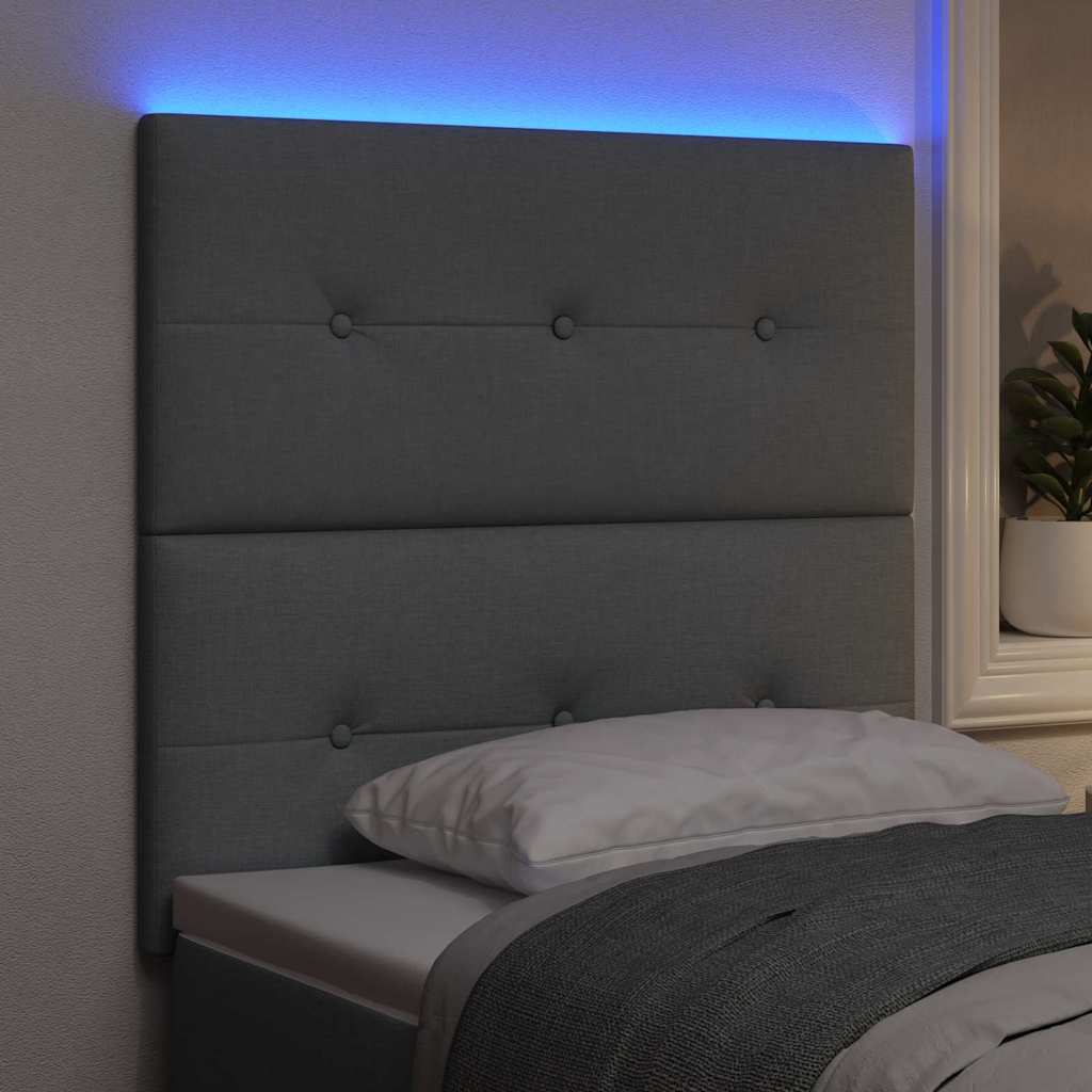 LED Hoofdbord met LED-stripverlichting Lichtgrijs 80 cm Stof is nu te koop bij PeponiXL, paradijselijk wonen!