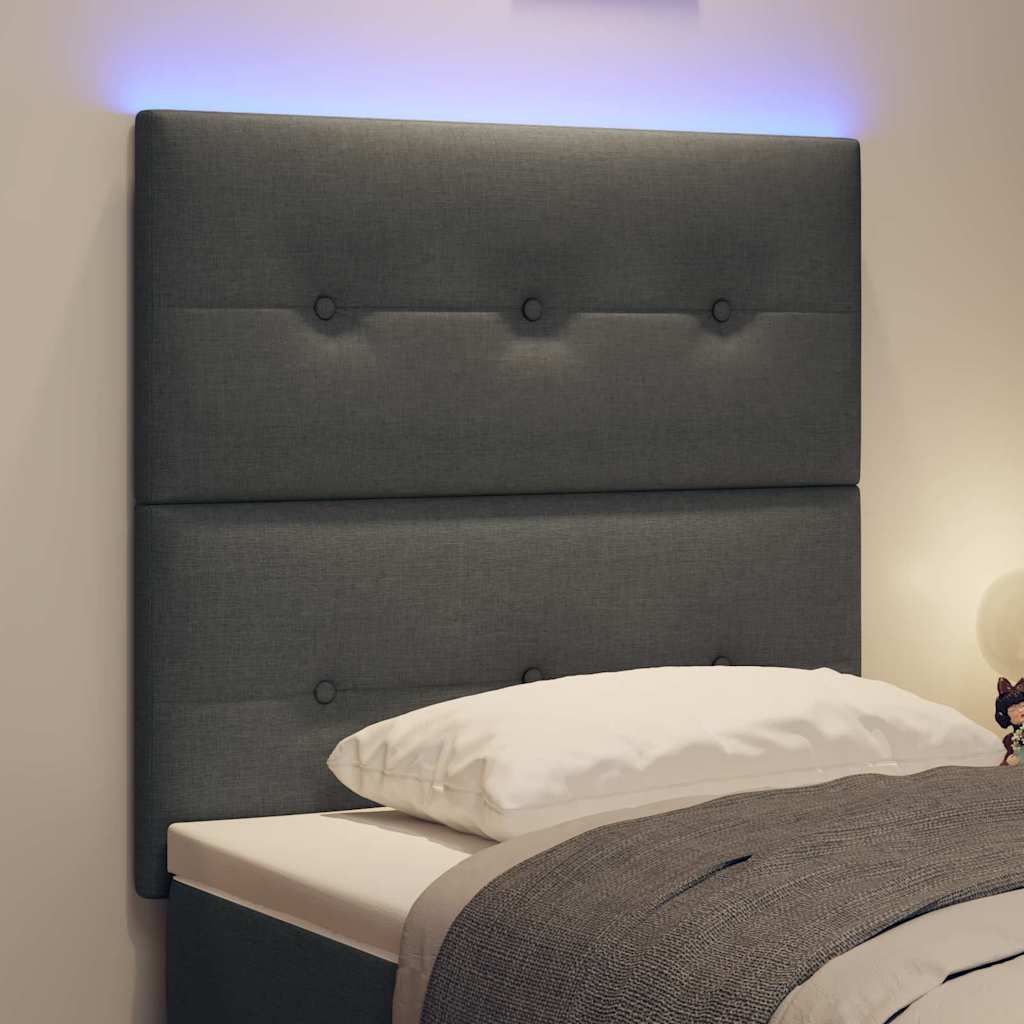 LED Hoofdbord met LED-stripverlichting Donkergrijs 80 cm Stof is nu te koop bij PeponiXL, paradijselijk wonen!