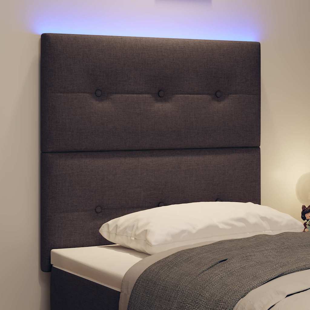 LED Hoofdbord met LED-stripverlichting Donkerbruin 80 cm Stof is nu te koop bij PeponiXL, paradijselijk wonen!