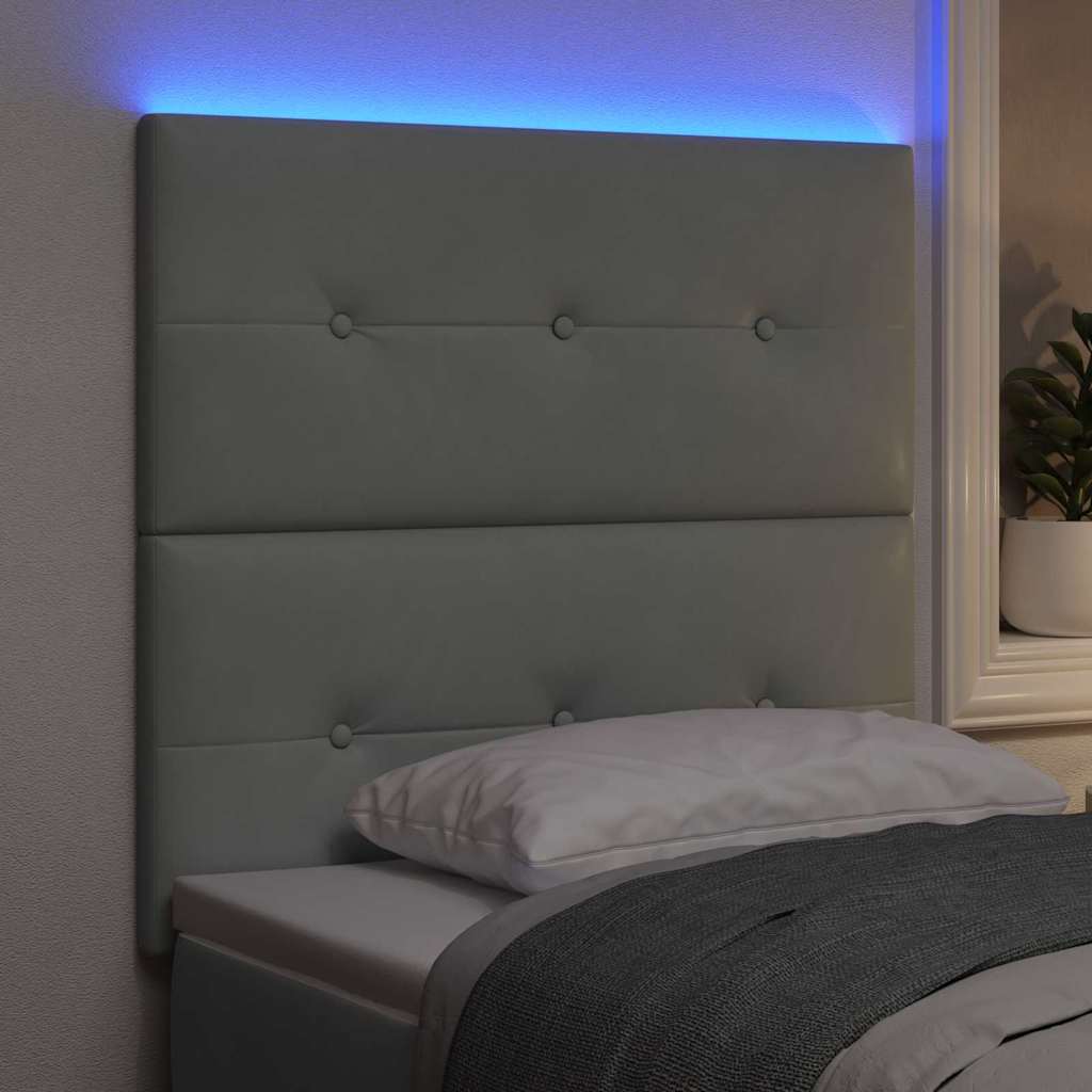 LED Hoofdbord met LED-stripverlichting Lichtgrijs 90 cm Fluweel is nu te koop bij PeponiXL, paradijselijk wonen!