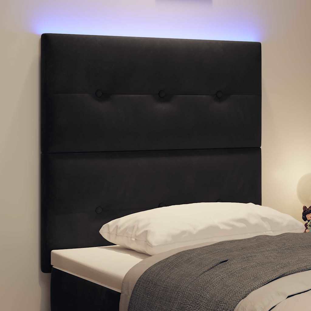 LED Hoofdbord met LED-stripverlichting Zwart 90 cm Fluweel is nu te koop bij PeponiXL, paradijselijk wonen!