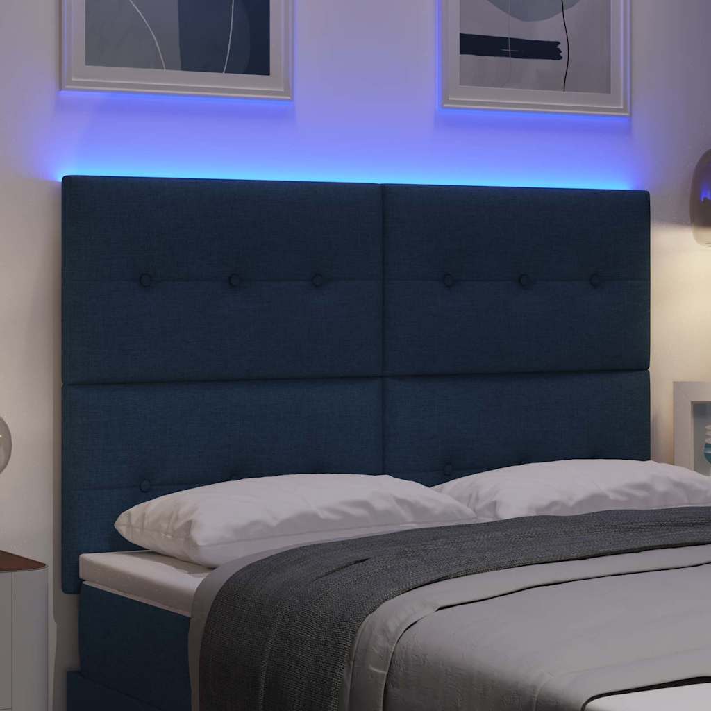 LED Hoofdbord met LED-stripverlichting Blauw 144 cm Stof is nu te koop bij PeponiXL, paradijselijk wonen!