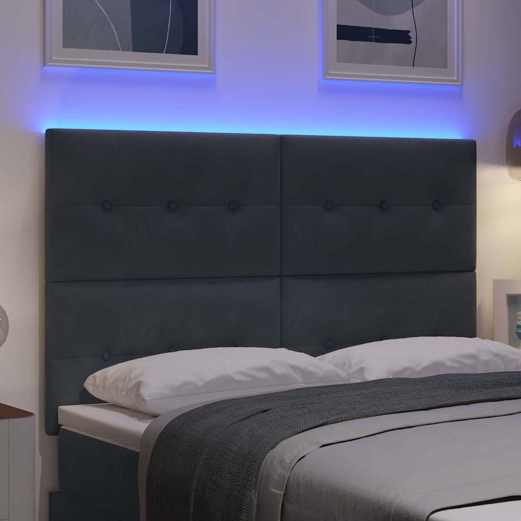 LED Hoofdbord met LED-stripverlichting Grijs 144 cm Fluweel is nu te koop bij PeponiXL, paradijselijk wonen!
