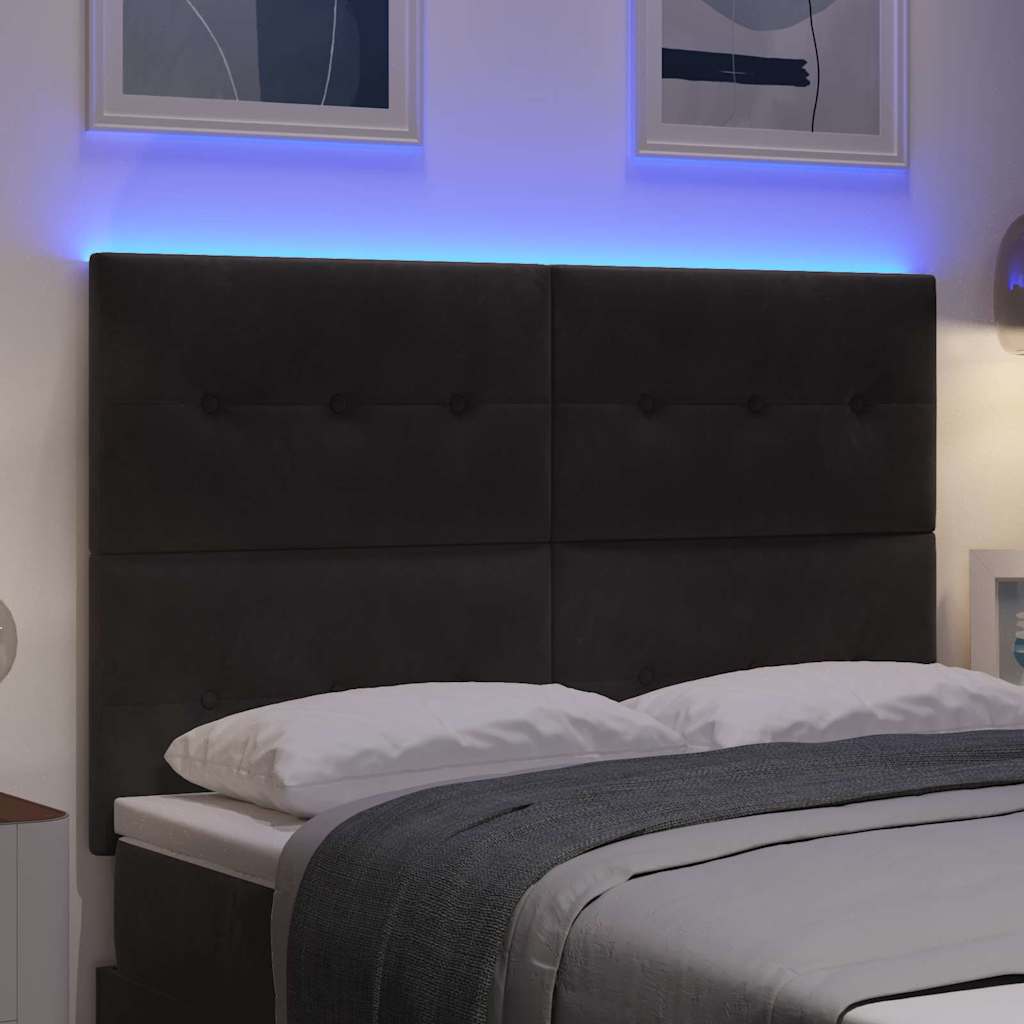 LED Hoofdbord met LED-stripverlichting Zwart 144 cm Fluweel is nu te koop bij PeponiXL, paradijselijk wonen!
