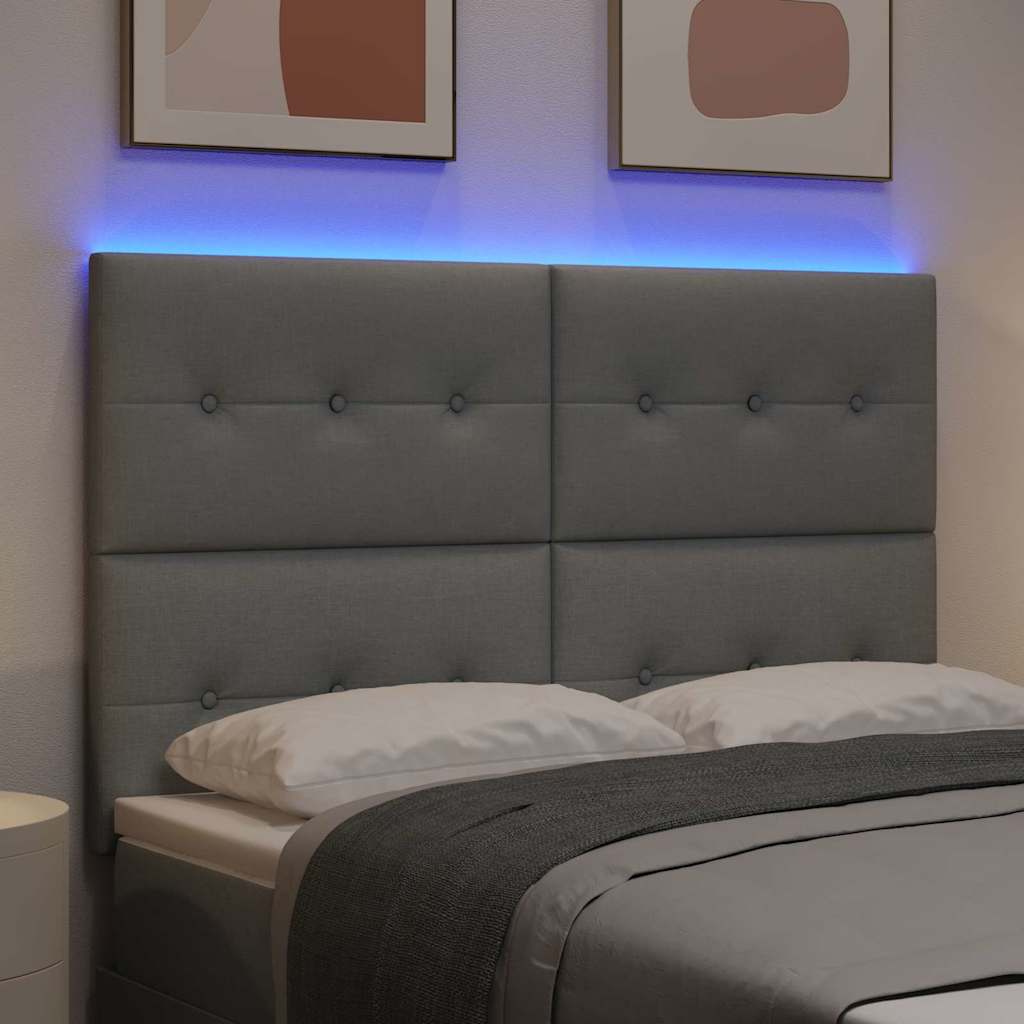 LED Hoofdbord met LED-stripverlichting Lichtgrijs 160 cm Stof is nu te koop bij PeponiXL, paradijselijk wonen!
