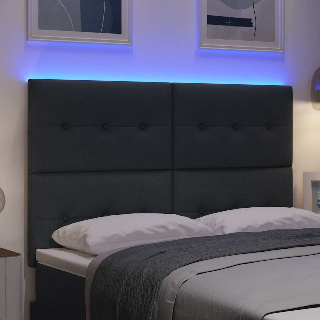 LED Hoofdbord met LED-stripverlichting Donkergrijs 160 cm Stof is nu te koop bij PeponiXL, paradijselijk wonen!