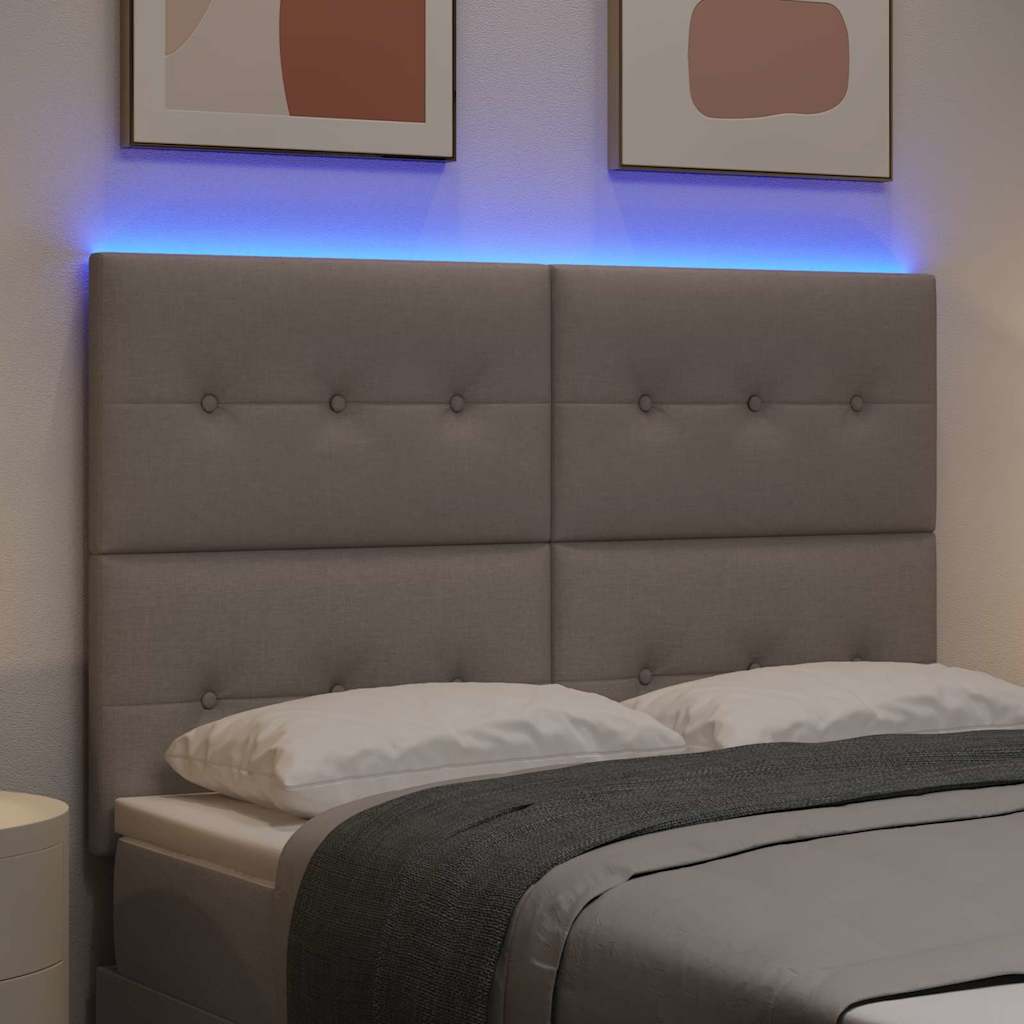 LED Hoofdbord met LED-stripverlichting Taupe 160 cm Stof is nu te koop bij PeponiXL, paradijselijk wonen!