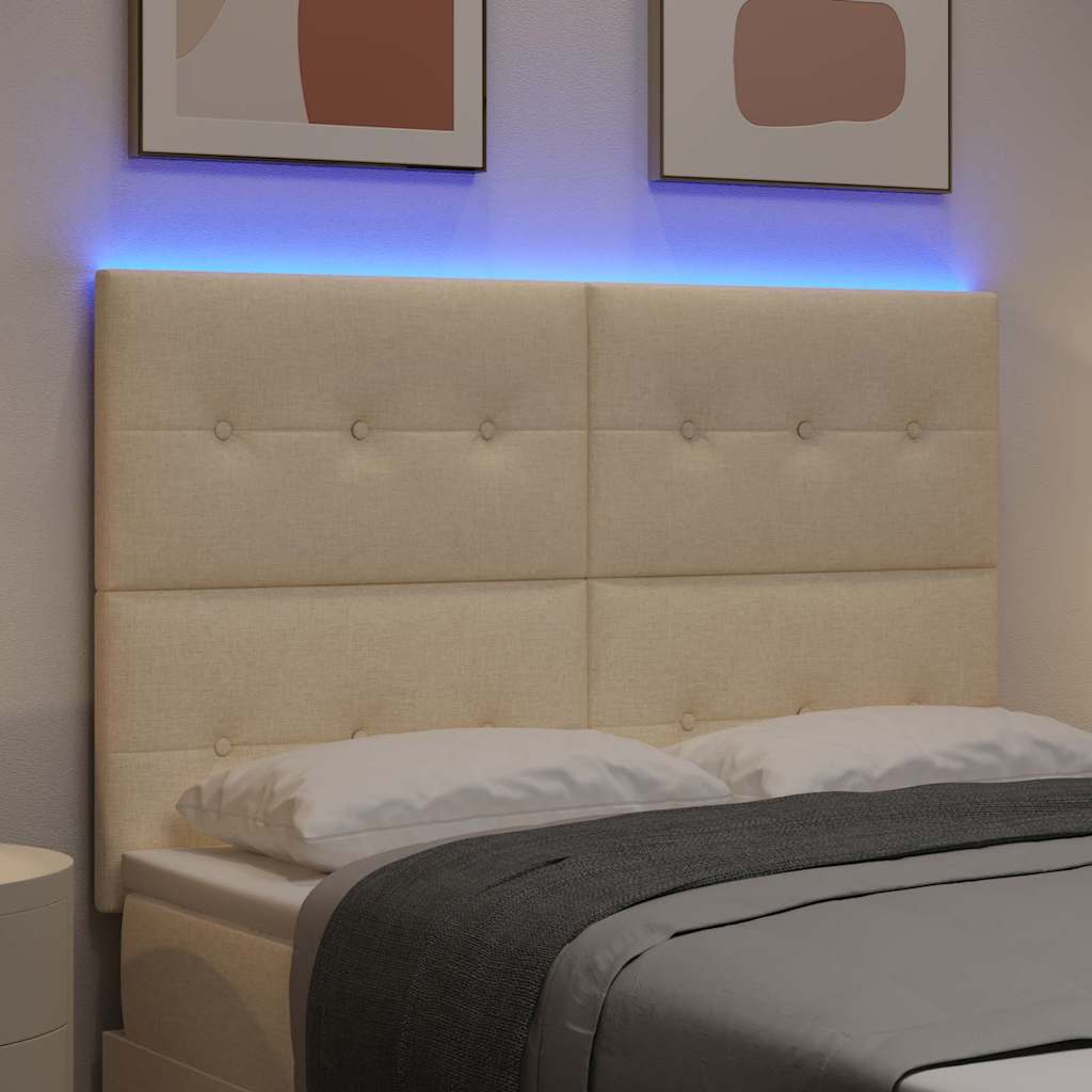 LED Hoofdbord met LED-stripverlichting Crème 160 cm Stof is nu te koop bij PeponiXL, paradijselijk wonen!