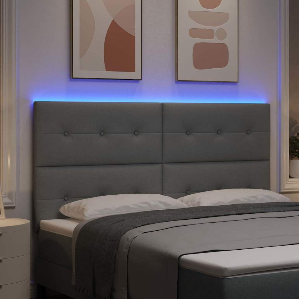 LED Hoofdbord met LED-stripverlichting Lichtgrijs 180 cm Stof is nu te koop bij PeponiXL, paradijselijk wonen!