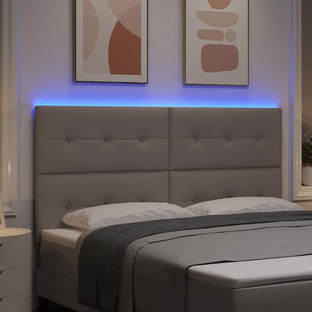 LED Hoofdbord met LED-stripverlichting Taupe 180 cm Stof is nu te koop bij PeponiXL, paradijselijk wonen!