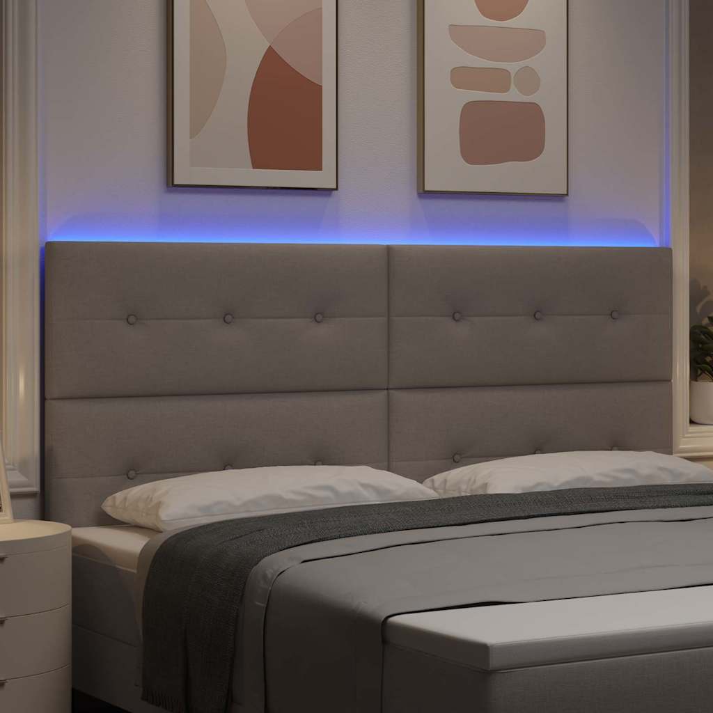 LED Hoofdbord met LED-stripverlichting Taupe 200 cm Stof is nu te koop bij PeponiXL, paradijselijk wonen!