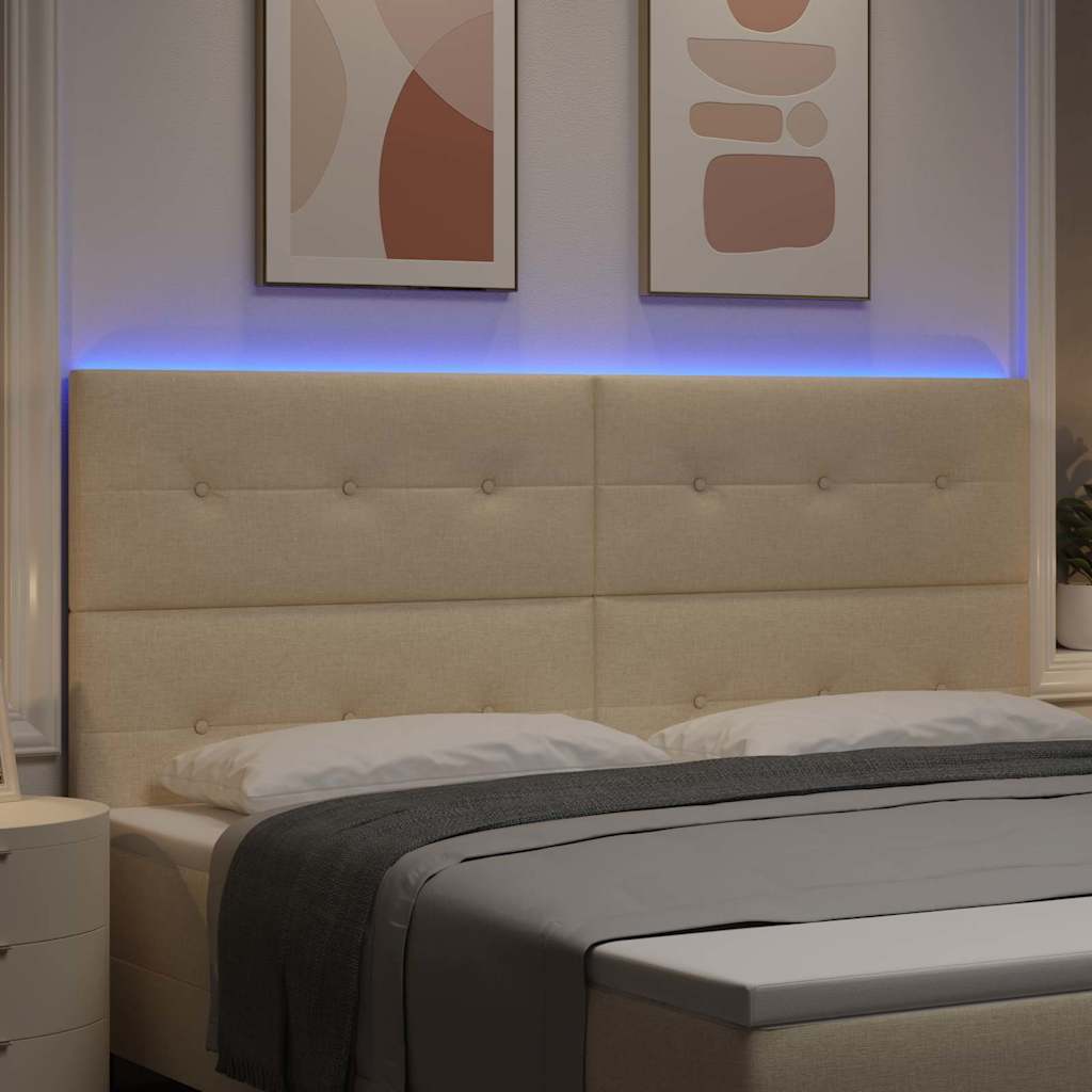 LED Hoofdbord met LED-stripverlichting Crème 200 cm Stof is nu te koop bij PeponiXL, paradijselijk wonen!