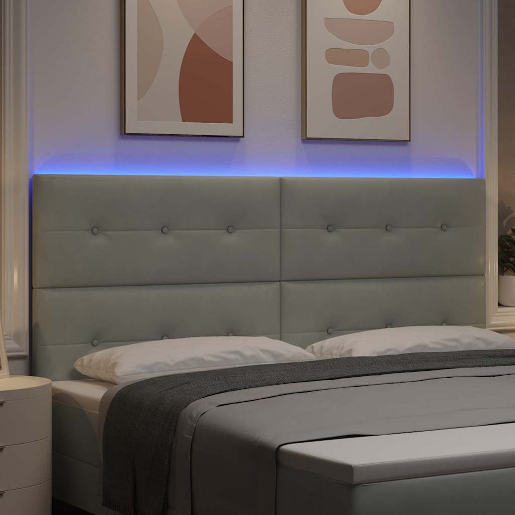 LED Hoofdbord Lichtgrijs 200 cm Fluweel is nu te koop bij PeponiXL, paradijselijk wonen!