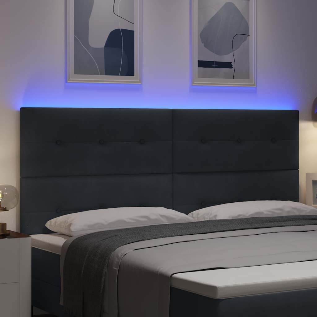 LED Hoofdbord met LED-stripverlichting Grijs 200 cm Fluweel is nu te koop bij PeponiXL, paradijselijk wonen!