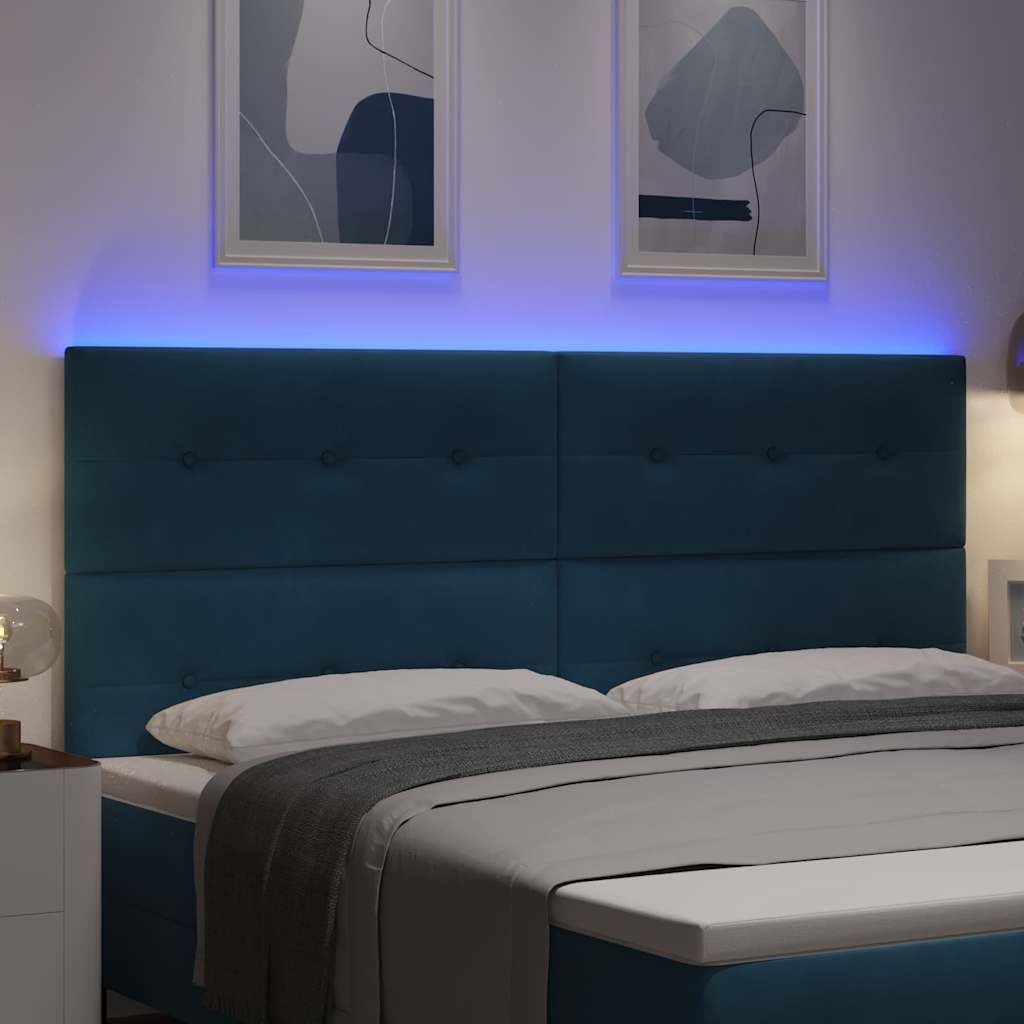 LED Hoofdbord met LED-stripverlichting Blauw 200 cm Fluweel is nu te koop bij PeponiXL, paradijselijk wonen!