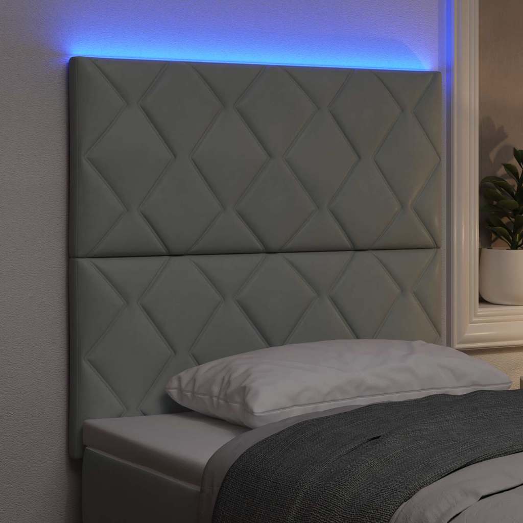 LED Hoofdbord Lichtgrijs 90 cm Fluweel is nu te koop bij PeponiXL, paradijselijk wonen!