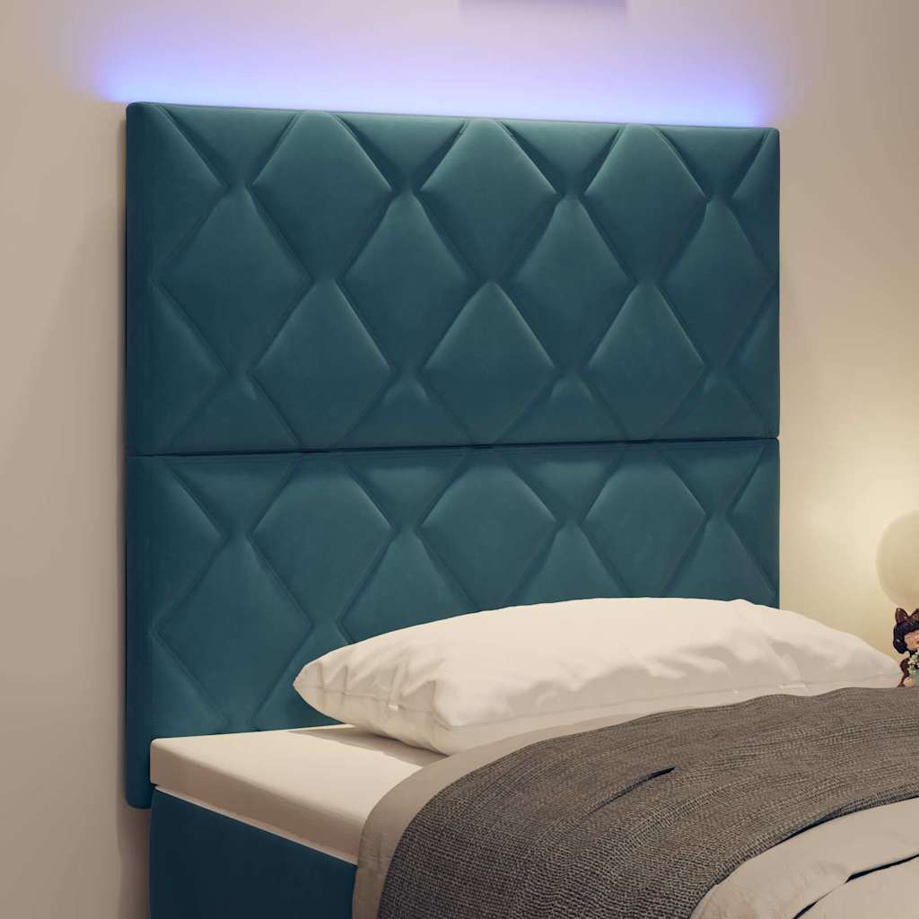 LED Hoofdbord Donkerblauw 90 cm Fluweel is nu te koop bij PeponiXL, paradijselijk wonen!