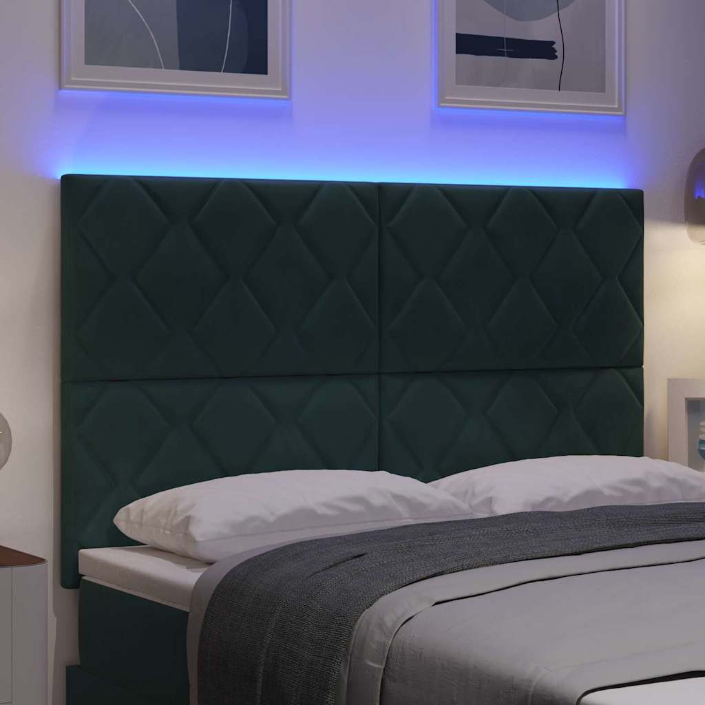 LED Hoofdbord Donkergroen 144 cm Fluweel is nu te koop bij PeponiXL, paradijselijk wonen!