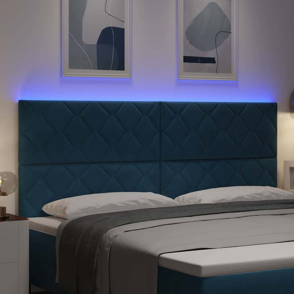 LED Hoofdbord Donkerblauw 200 cm Fluweel is nu te koop bij PeponiXL, paradijselijk wonen!