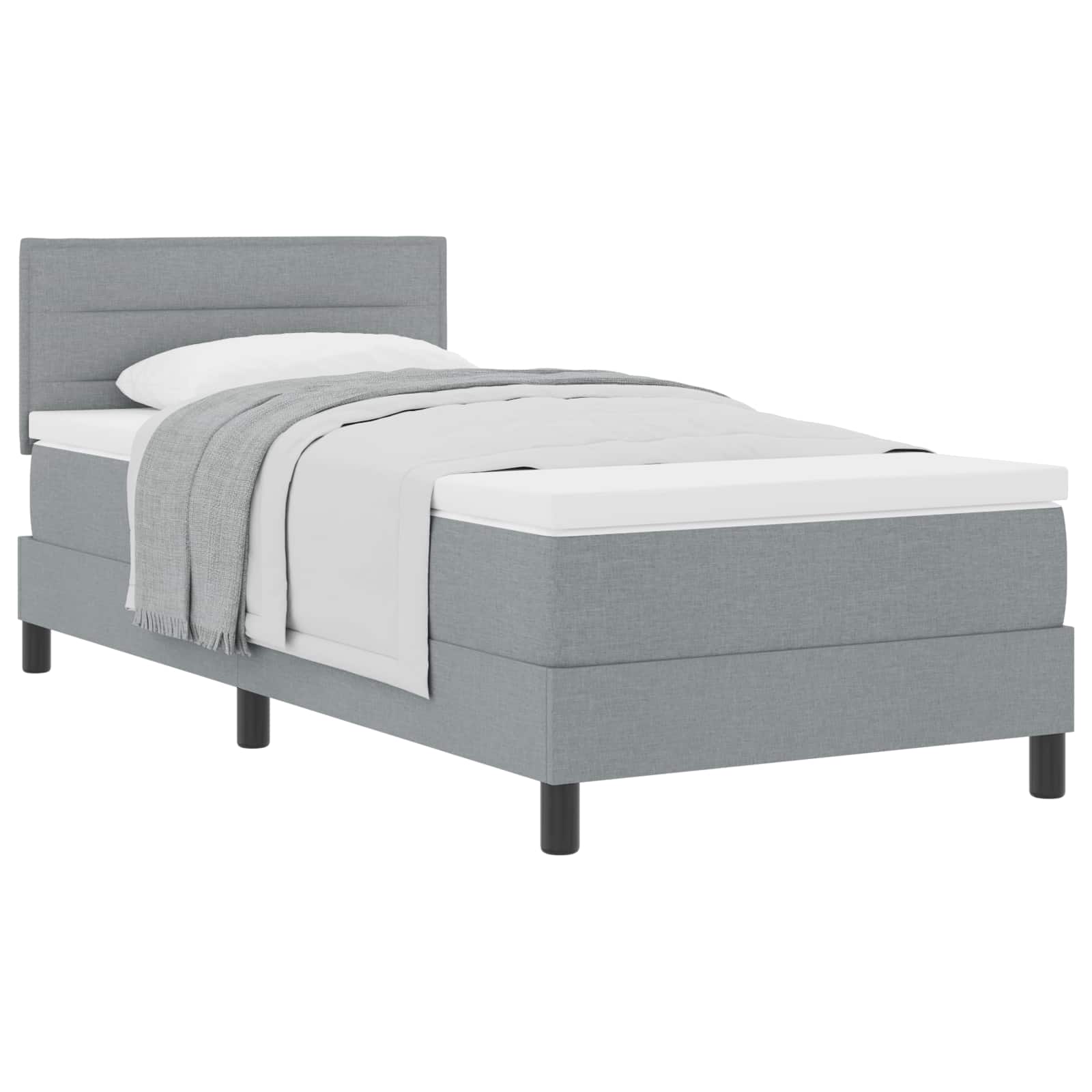 Boxspringbed met hoofdeinde Lichtgrijs 90 x 190 cm Stof is nu te koop bij PeponiXL, paradijselijk wonen!
