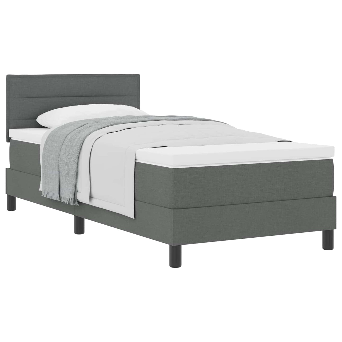 Boxspringbed met hoofdeinde Donkergrijs 90 x 190 cm Stof is nu te koop bij PeponiXL, paradijselijk wonen!