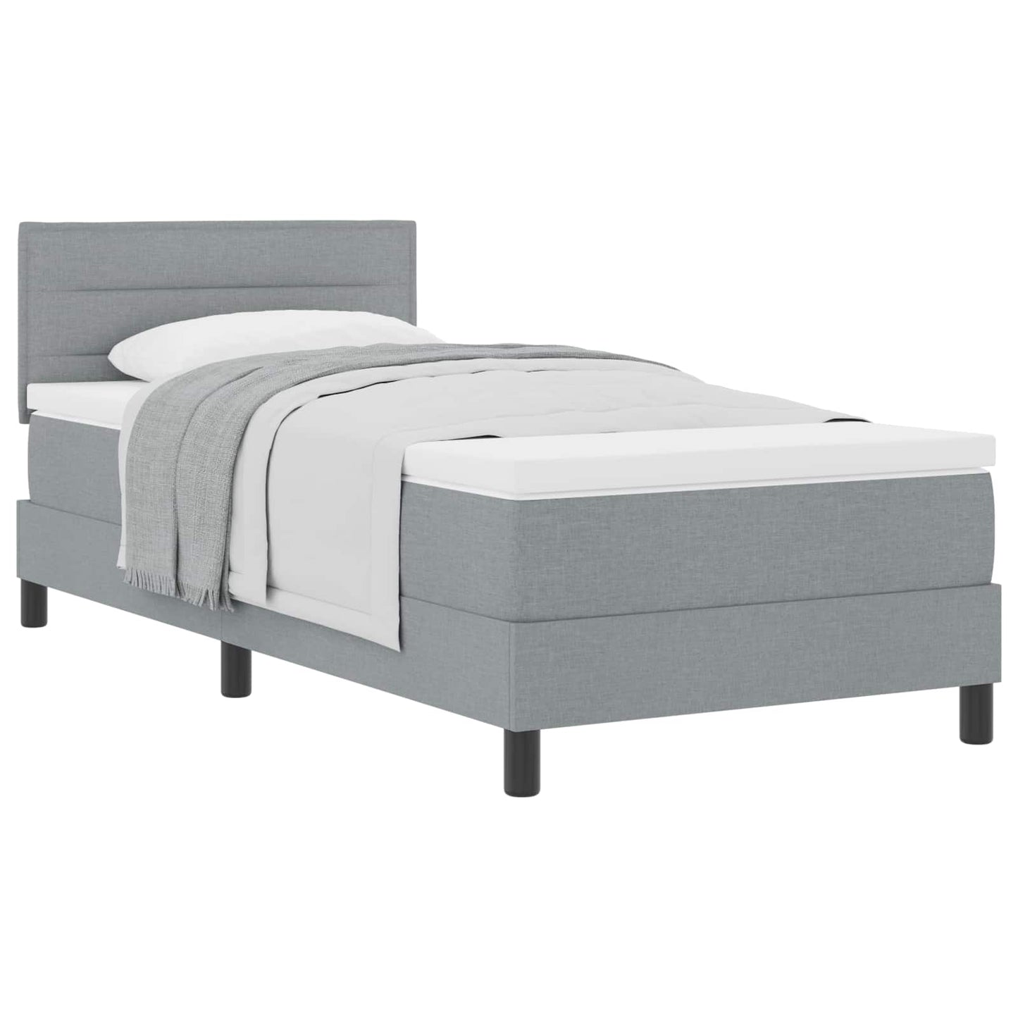 Boxspringbed met hoofdeinde Lichtgrijs 90 x 200 cm Stof is nu te koop bij PeponiXL, paradijselijk wonen!