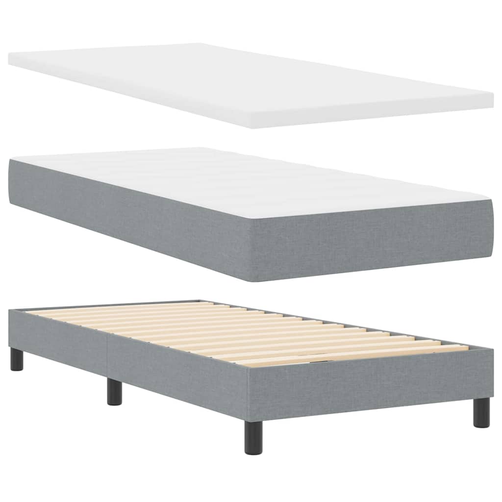 Boxspringbed met hoofdeinde Lichtgrijs 90 x 200 cm Stof is nu te koop bij PeponiXL, paradijselijk wonen!