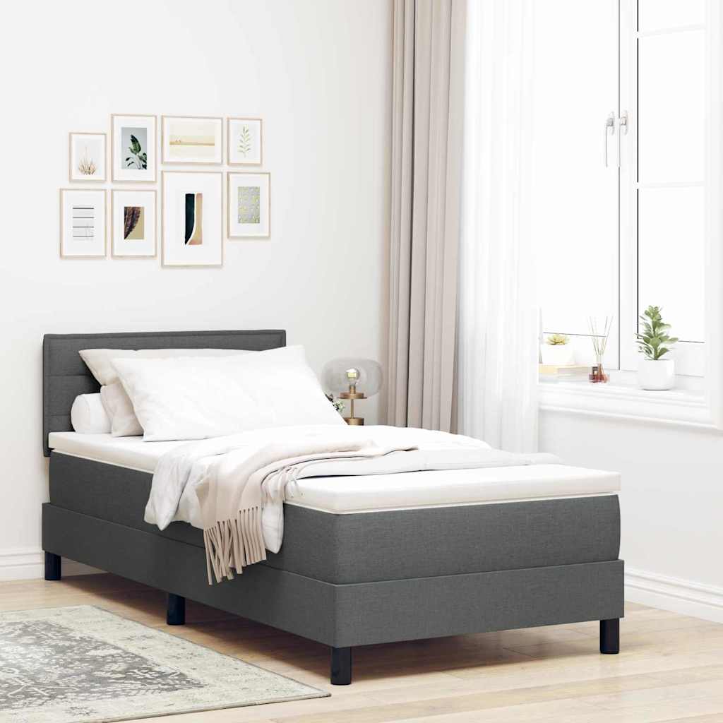 Boxspringbed met hoofdeinde Donkergrijs 90 x 200 cm Stof is nu te koop bij PeponiXL, paradijselijk wonen!