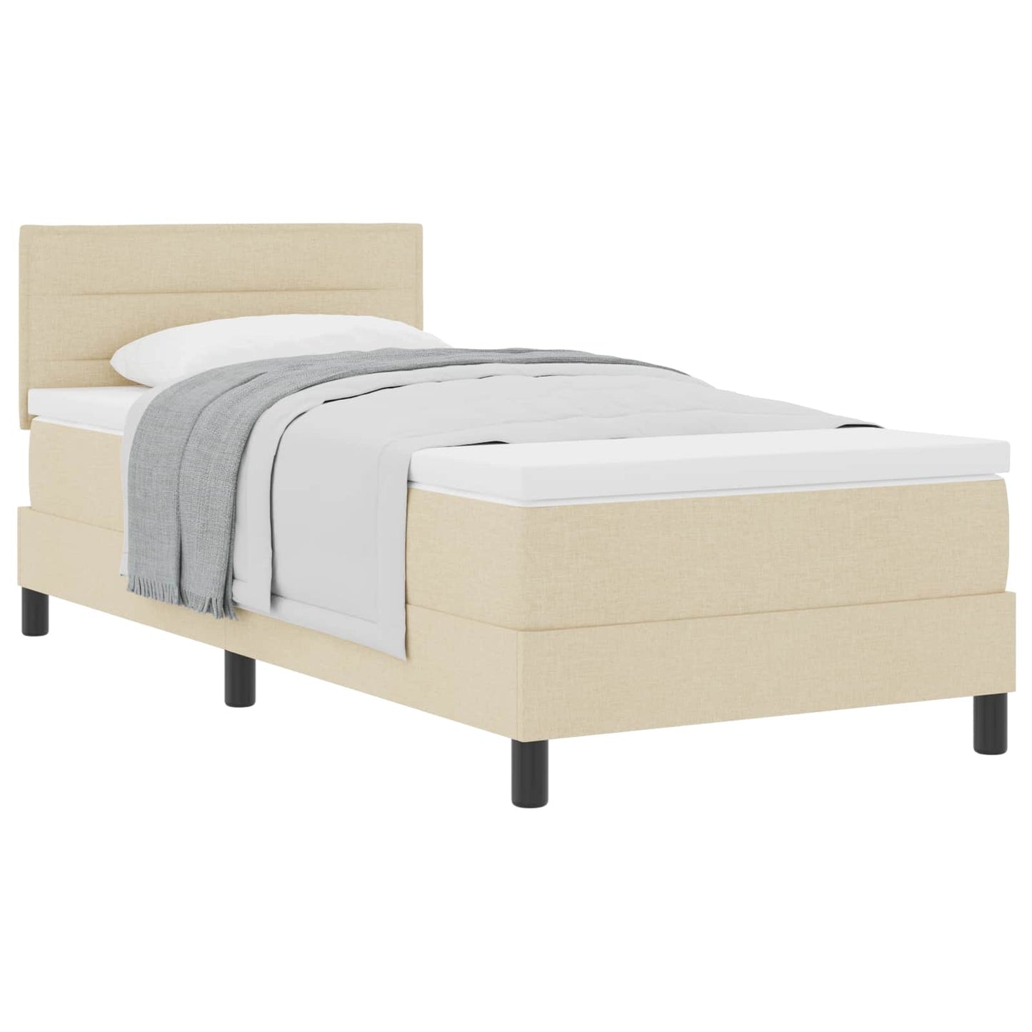 Boxspringbed met hoofdeinde Crème 90 x 200 cm Stof is nu te koop bij PeponiXL, paradijselijk wonen!