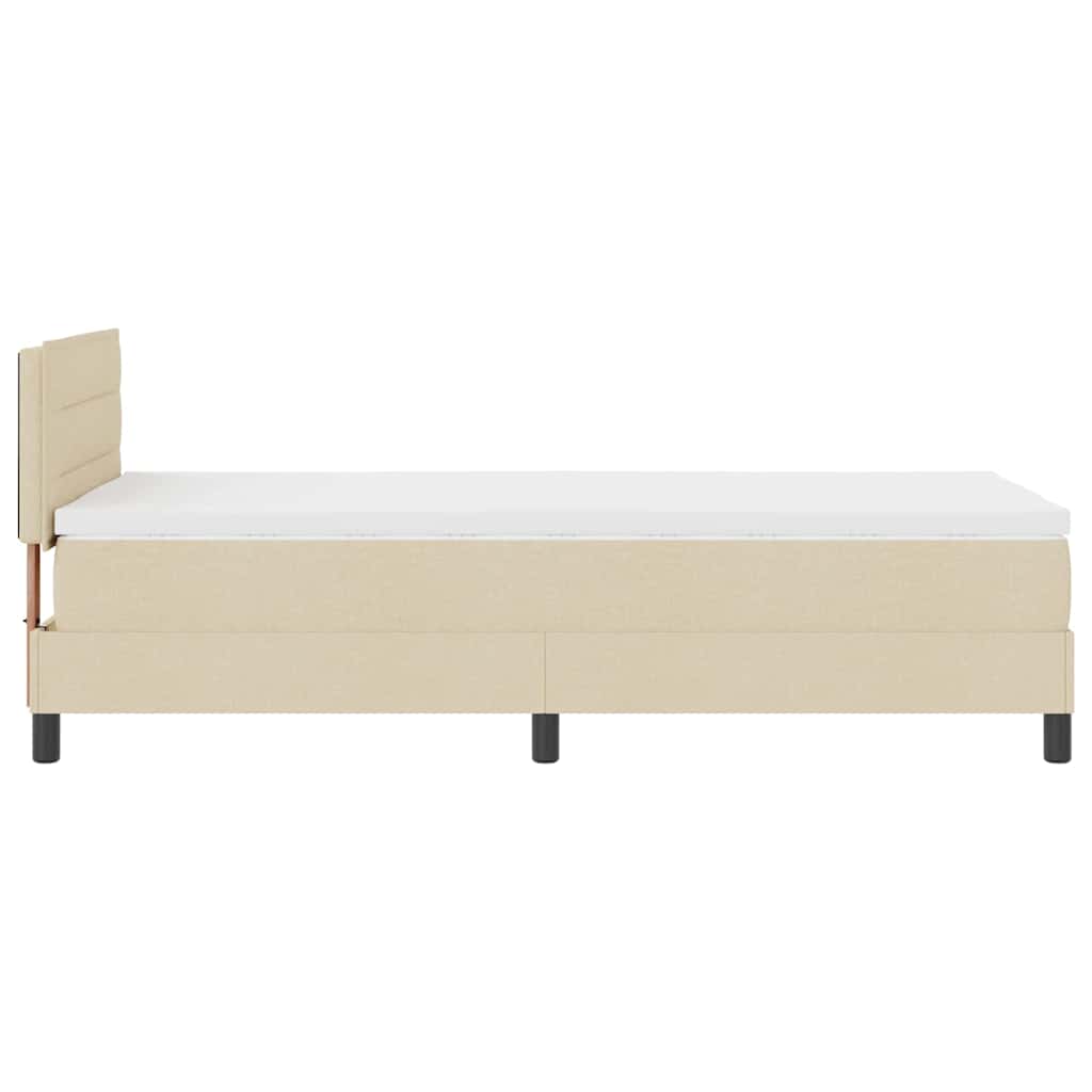Boxspringbed met hoofdeinde Crème 90 x 200 cm Stof is nu te koop bij PeponiXL, paradijselijk wonen!