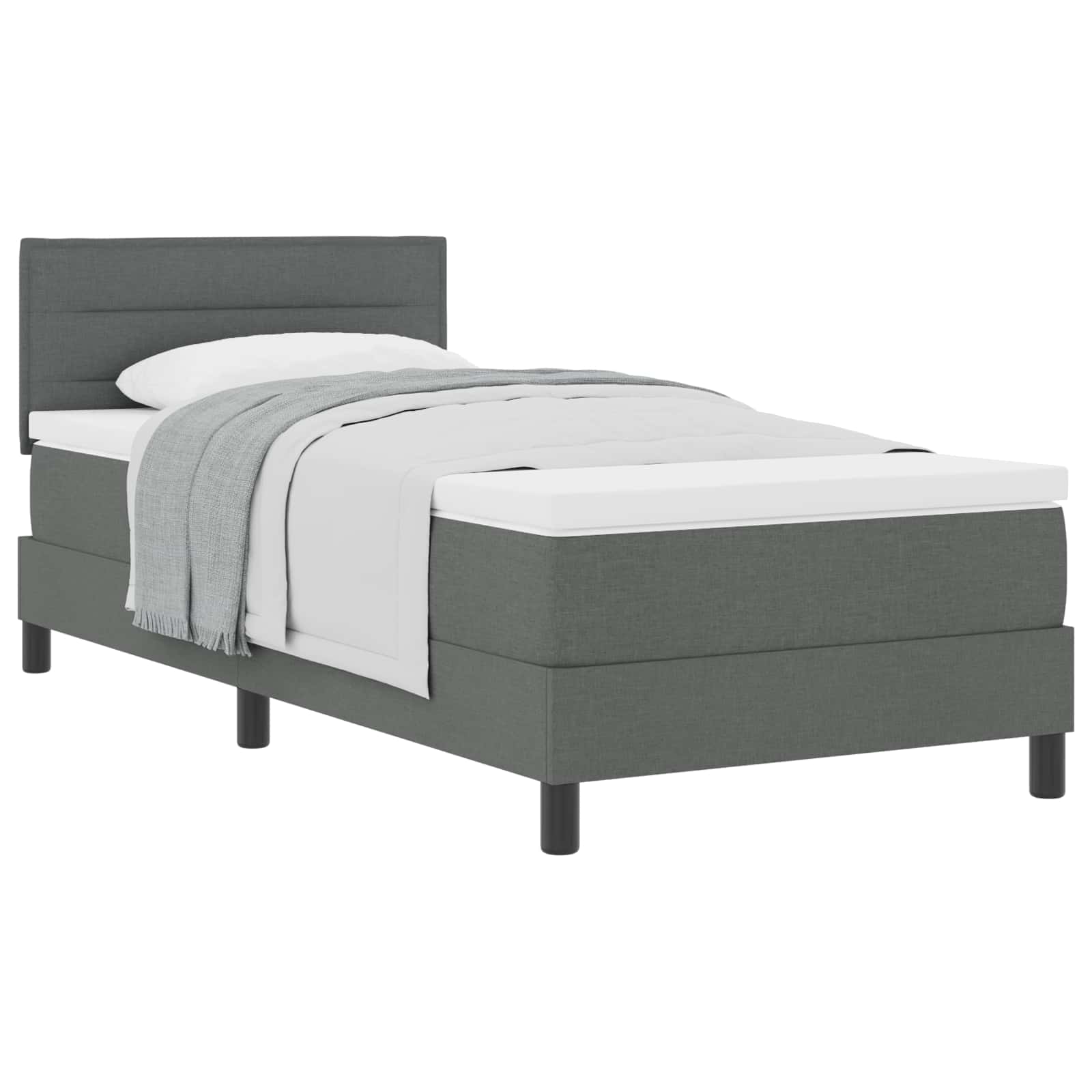 Boxspringbed met hoofdeinde Donkergrijs 100 x 200 cm Stof is nu te koop bij PeponiXL, paradijselijk wonen!