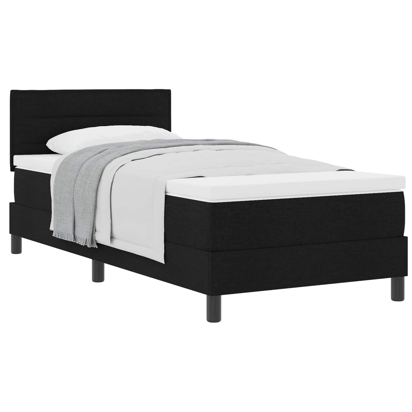 Boxspringbed met hoofdeinde Zwart 100 x 200 cm Stof is nu te koop bij PeponiXL, paradijselijk wonen!